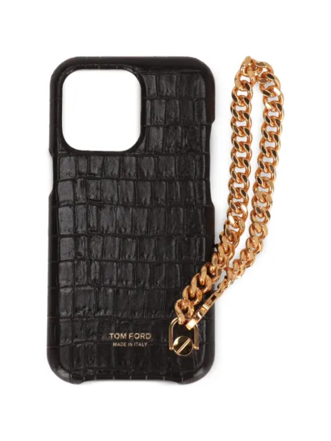 TOM FORD croc-effect chain-link phone case Black Y0351TLCL239U7051B