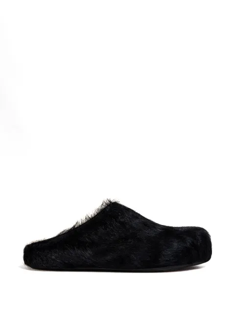 Marni long hair calfskin Fussbett sabot Black SBMR000600P4122