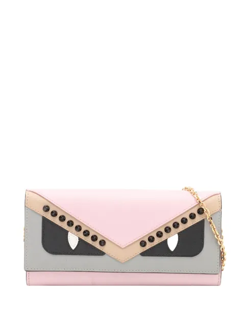 Fendi Pre-Owned 2010-2026 Studded Leather Monster Eyes Tube Wallet On Chain crossbody bag Pink DYEM6ZLSXNAHSD28
