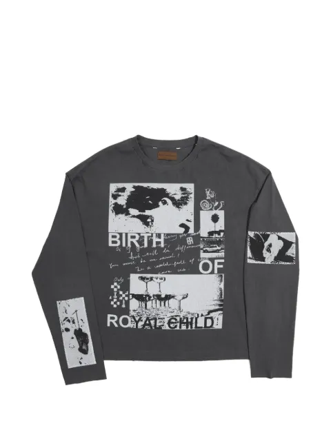 BIRTH OF ROYAL CHILD graphic-print long-sleeve sweatears Grey BC25FWLT09