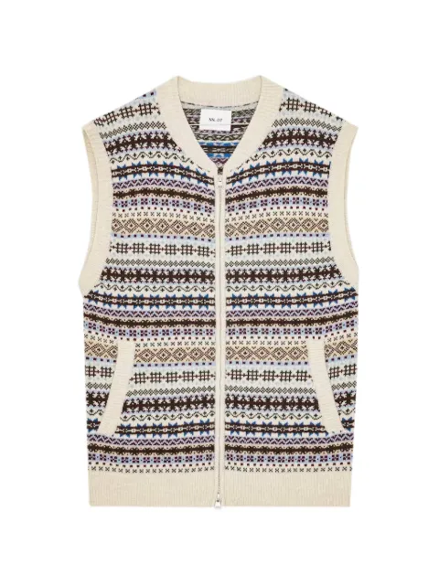 NN07 Robbie Fair Isle vest Neutrals ROBBIEZIPVEST60004
