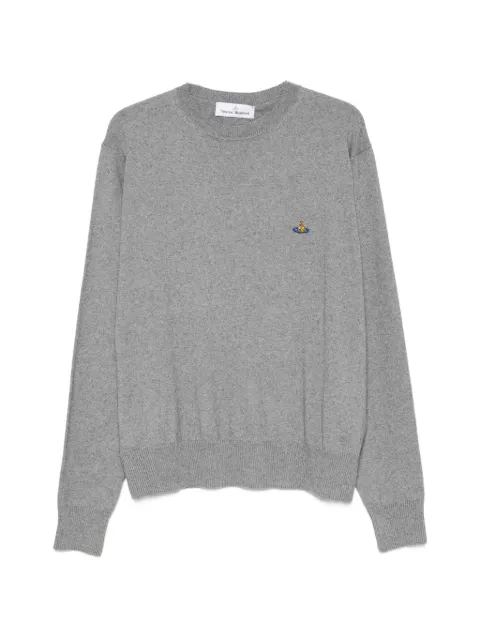 Vivienne Westwood Alex embroidered-detail crew-neck long-sleeve knitted cotton T-shirt Grey 27010012Y001V