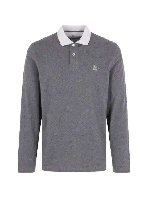 Brunello Cucinelli logo-embroidered long-sleeve polo shirt Grey M0B138791GCE610