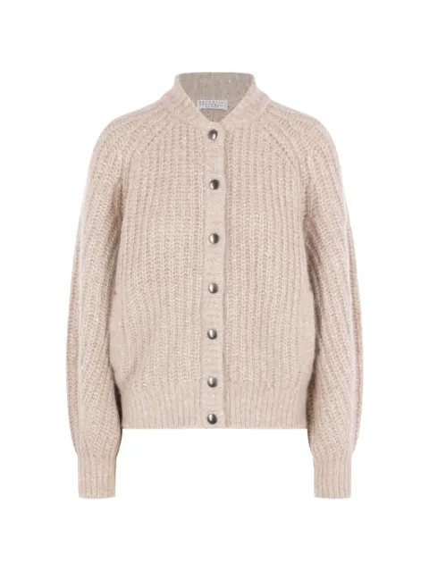 Brunello Cucinelli sequin-embellished ribbed cardigan Neutrals MTR385406CVH80