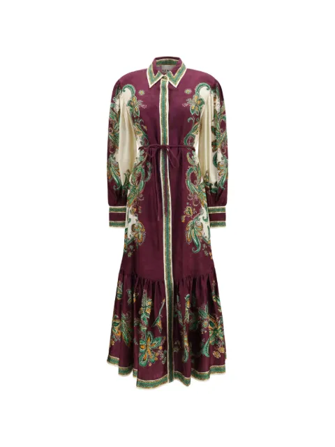 ALEMAIS Ruthie flower-motif silk-blend maxi shirt dress Purple 7650D