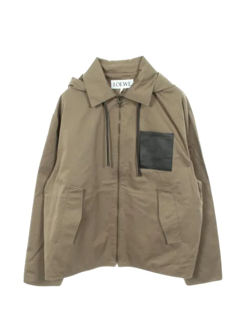 Loewe Pre-Owned 2010s leather-patch hoodie Neutrals 1073650