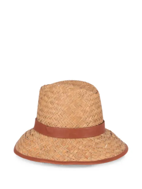 Orlebar Brown leather-trim woven hat Neutrals 275277