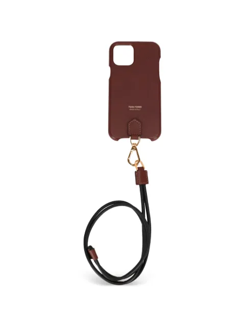 TOM FORD leather lanyard iPhone case Brown Y0317TLCL121