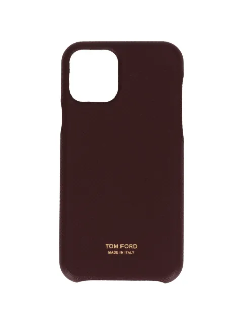 TOM FORD logo-print grained-leather iPhone case Brown YM307TLCL081U3005