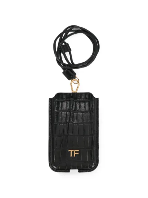 TOM FORD crocodile-effect phone case Black Y0306TEAL007