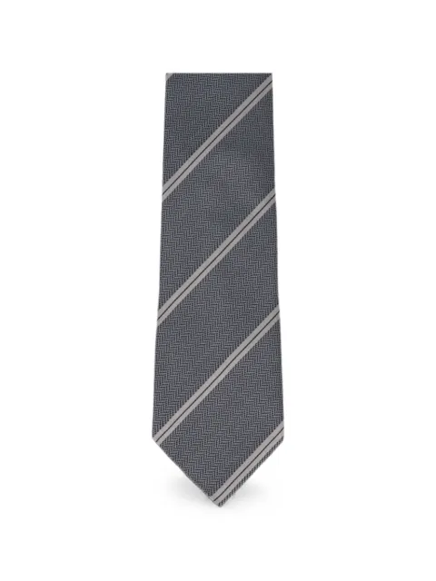 TOM FORD herringbone-knit diagonal-stripe tie Grey STN001S0012IG600