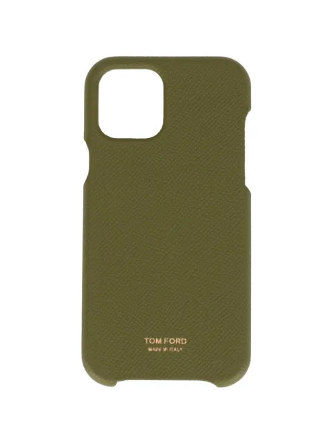 TOM FORD logo-print grained-texture phone case Green YM307TLCL081U4038