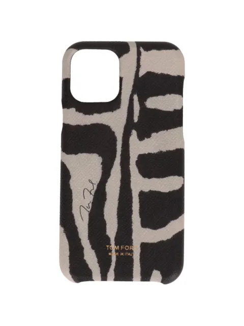 TOM FORD zebra-print grained-texture phone case Black YM307TICL020C1700