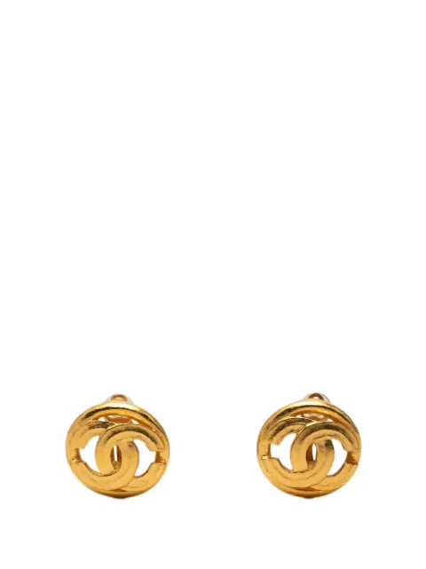 CHANEL Pre-Owned 1998 CC Gold Plated Round Clip On Earrings costume earrings Gold F58WH382ONUXGW4P