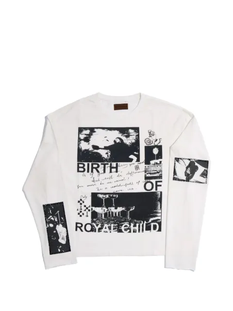 BIRTH OF ROYAL CHILD 90s Hollywood graphic-print long-sleeve T-shirt White BC25FWLT08