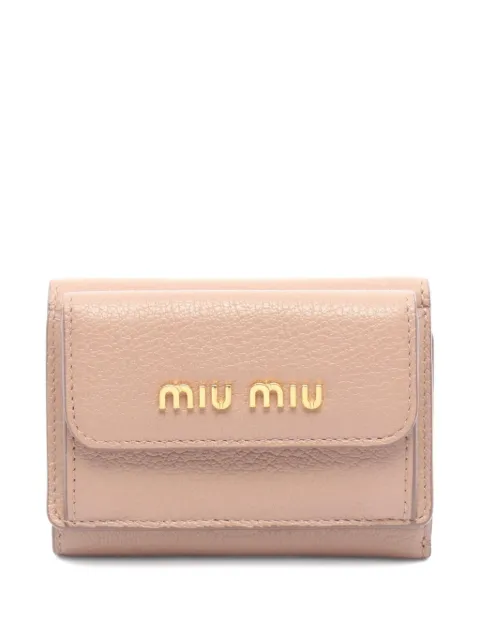 Miu Miu Pre-Owned 2010s Madras trifold wallet Neutrals 1075809