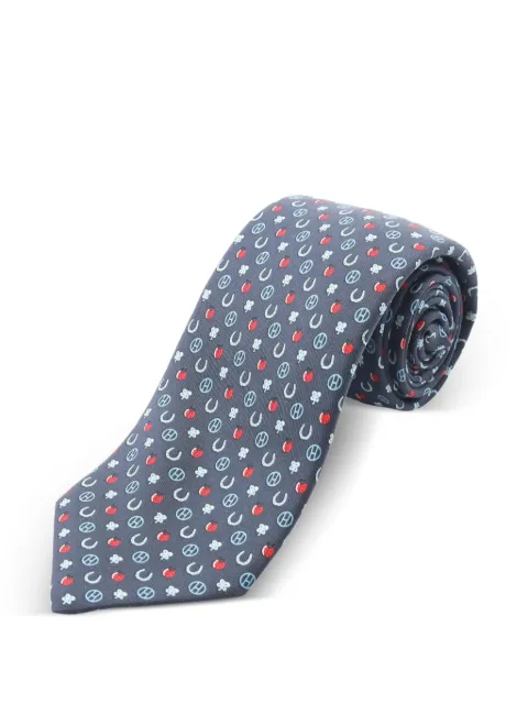 Hermès Pre-Owned patterned silk tie Blue 1074609