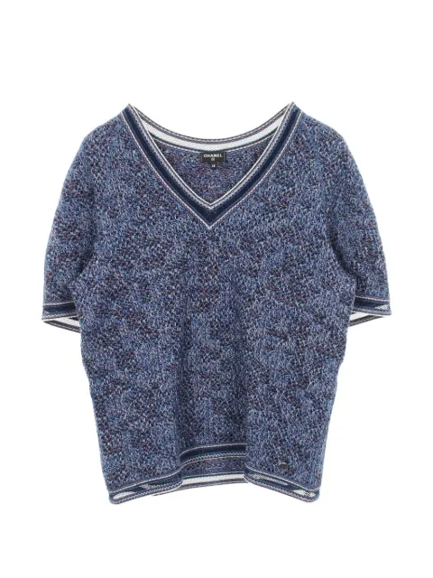CHANEL Pre-Owned 1986-1988 V-neck sweater Blue 1073513