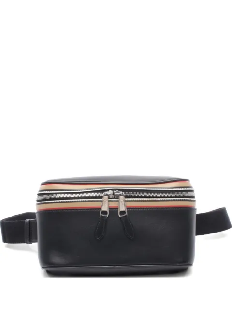 Burberry Pre-Owned 2010s striped-trim leather belt bag Black 1074742