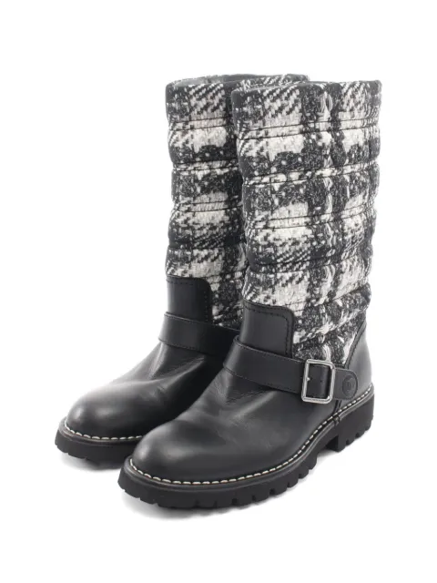 CHANEL Pre-Owned 1986-1988 tweed-pattern snow boots Black 1071862