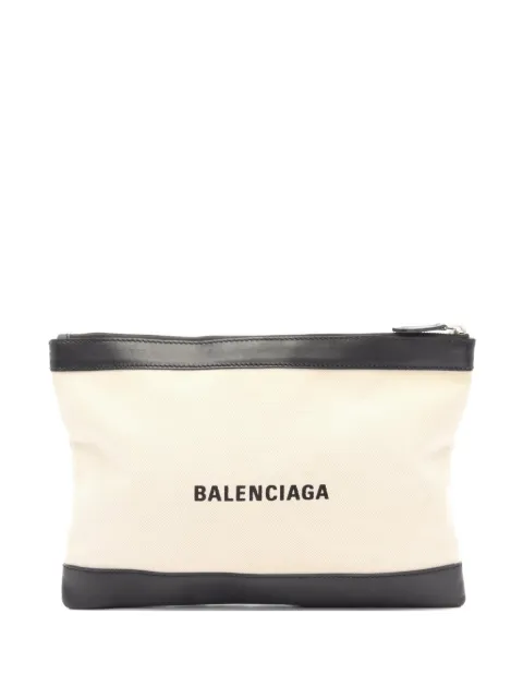 Balenciaga Pre-Owned 2000s medium Navy Clip clutch bag Neutrals 1070159