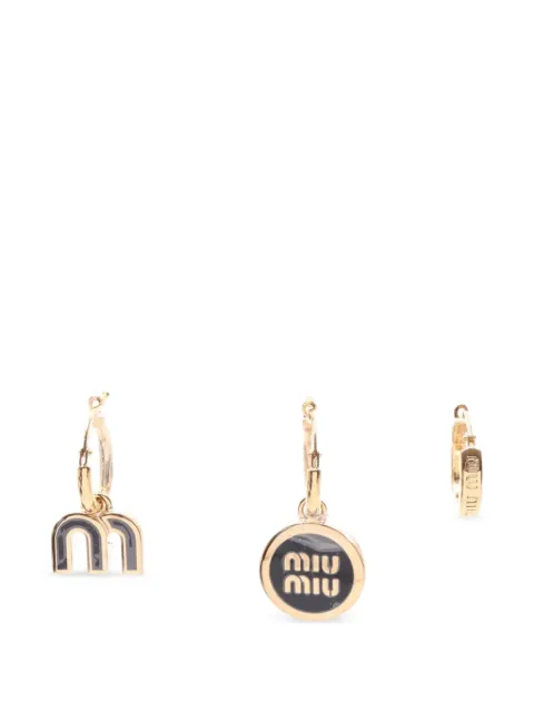 Miu Miu Pre-Owned 2020s logo-pendant earrings set Gold 1074820