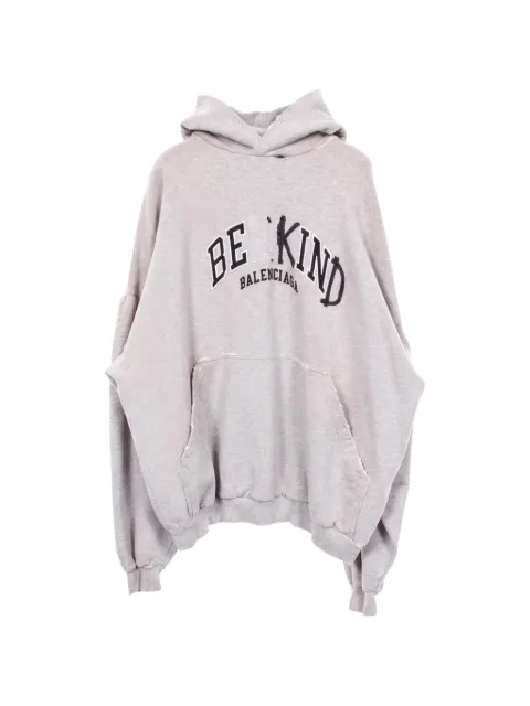 Balenciaga Pre-Owned distressed slogan-print hoodie Grey 1074979