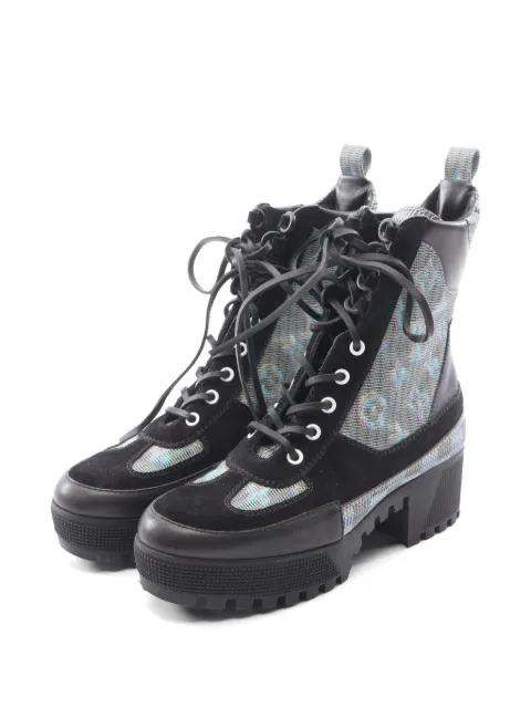 Louis Vuitton Pre-Owned 2019 Laureate Line Monogram platform boots Black 1074937SC0169