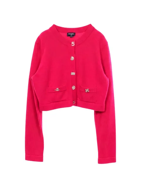 CHANEL Pre-Owned 1986-1988 Icon Button cropped cardigan Pink 1074859