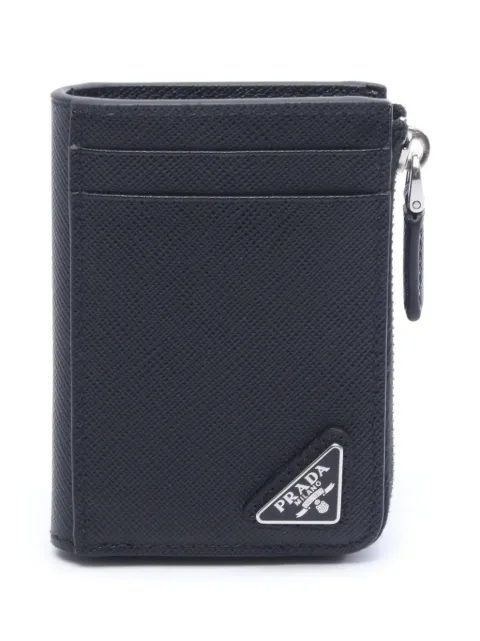 Prada Pre-Owned 2020s Saffiano Triang card case Black 1075499