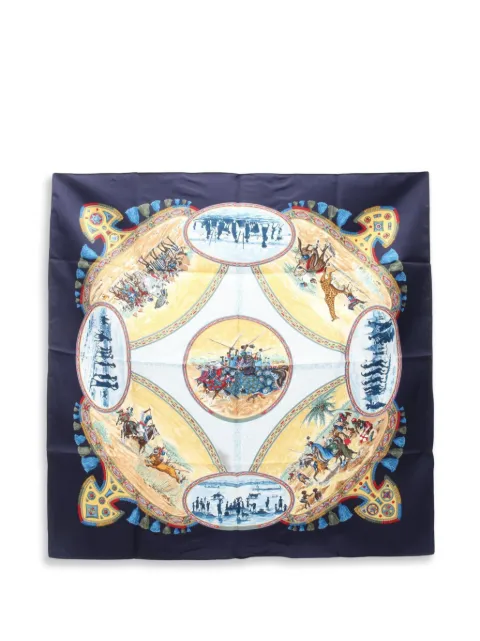Hermès Pre-Owned 2010s Cavaliers Peuls silk scarf Blue 1073642