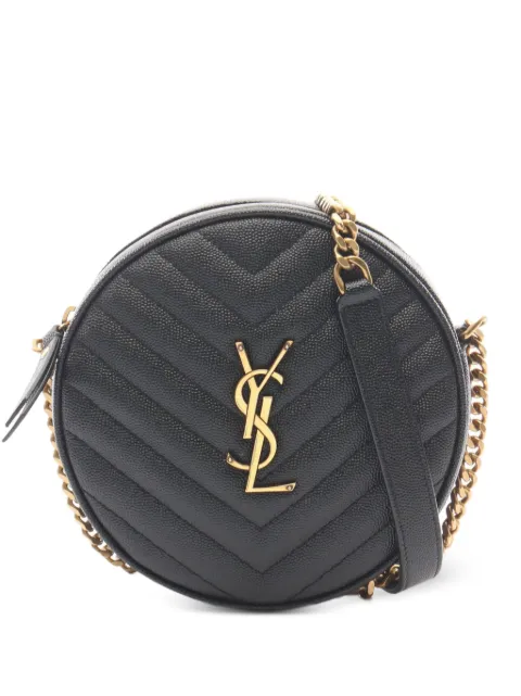 Saint Laurent Pre-Owned Vinyl quilted leather cross body bag Black 1075201