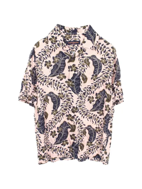Louis Vuitton Pre-Owned 2010s leaf-print short-sleeve shirt Pink 1074878