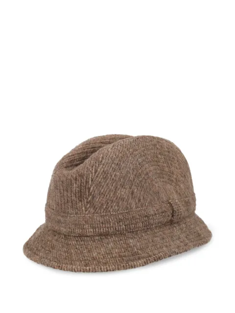 Borsalino Vintage ribbed-knit fedora hat Brown MR700539