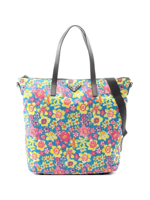 Prada Pre-Owned 2010s Tessuto Stampat floral-print tote bag Blue 1074446