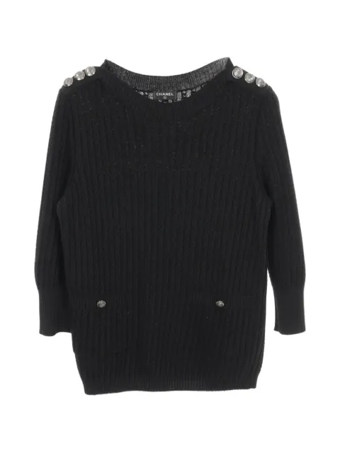 CHANEL Pre-Owned 1986-1988 anchor button sweater Black 1073948