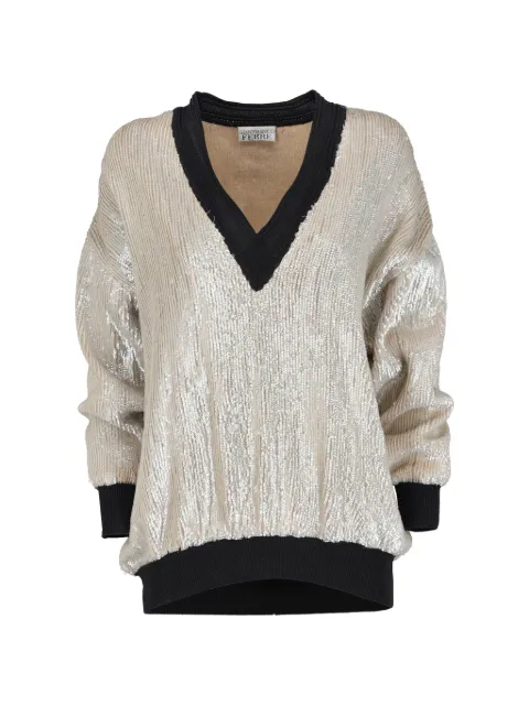 Gianfranco Ferré Pre-Owned 1990s sequin-embellished V-neck sweater Silver W2511126