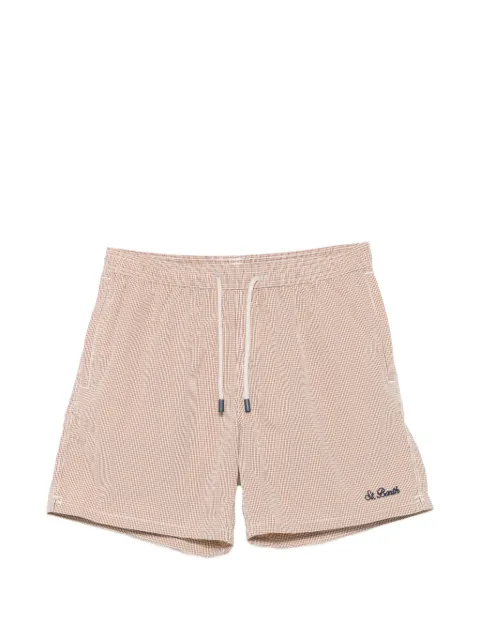 MC2 Saint Barth Patmos gingham-check swim shorts Neutrals PATM001