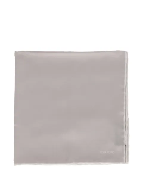 TOM FORD logo-print rolled-edge pocket square Grey TF3124TF87