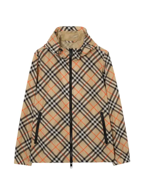 Burberry Check nylon hooded jacket Neutrals 8120437