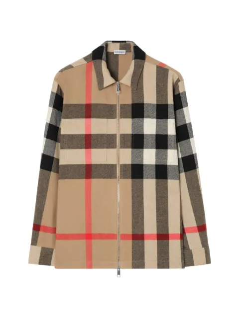 Burberry Check wool cotton overshirt Neutrals 8121619