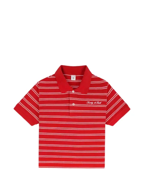 Sporty & Rich Signature Logo-embroidered striped polo shirt Red TO085710326RE33100COTTON