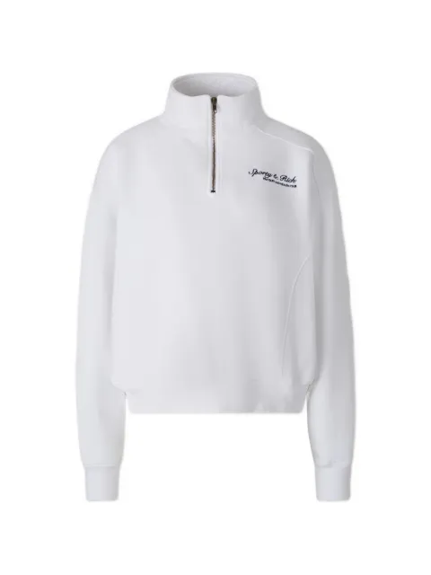 Sporty & Rich Syracuse logo-embroidered quarter-zip sweatshirt White ST09875325WH01