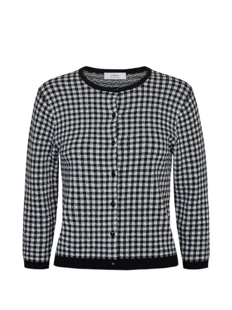 Vince gingham-knit three-quarter-sleeve cardigan Black V183679877