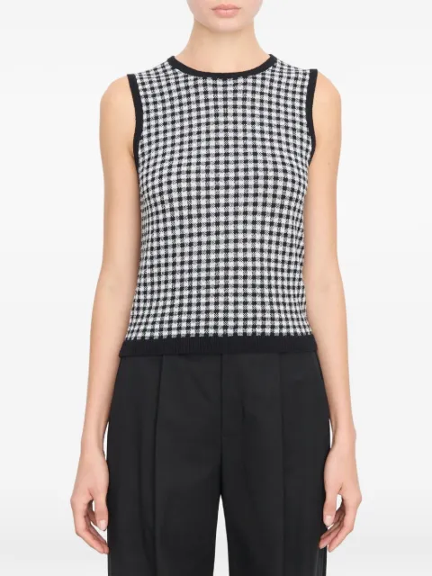 Vince gingham rib-knit tank top Black V183679876