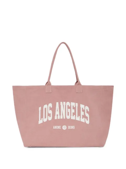 ANINE BING Leo canvas tote Los Angeles University - earth red Pink A1312931