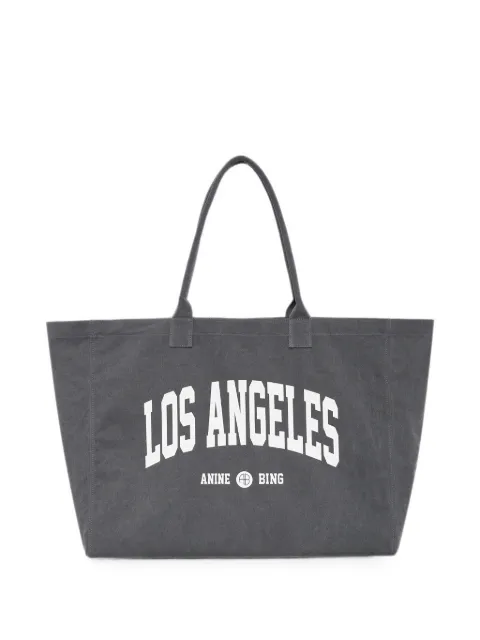 ANINE BING Leo canvas tote Los Angeles University - washed grey Grey A1312931
