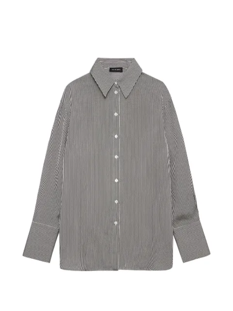 ANINE BING Bridget shirt - white and black mini stripe Black A0712280