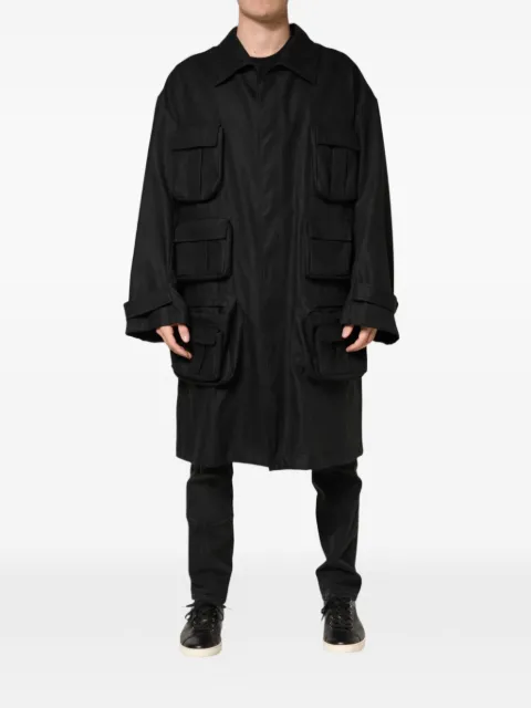 Dolce & Gabbana multi-pocket collared coat Black G9AYFTFU4LV
