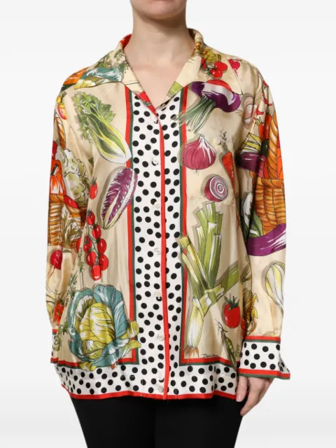 Dolce & Gabbana vegetable-print silk shirt Neutrals F5M82T